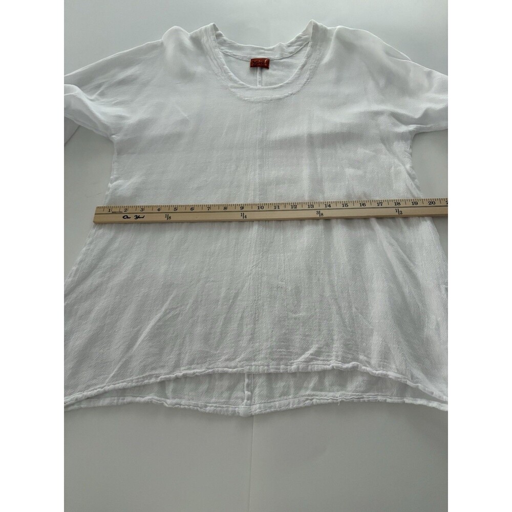 OH MY GAUZE Lana Top Size 1 S/M White Artsy Lagenlook Fairy Beach Ruched Sleeves - Picture 12 of 15